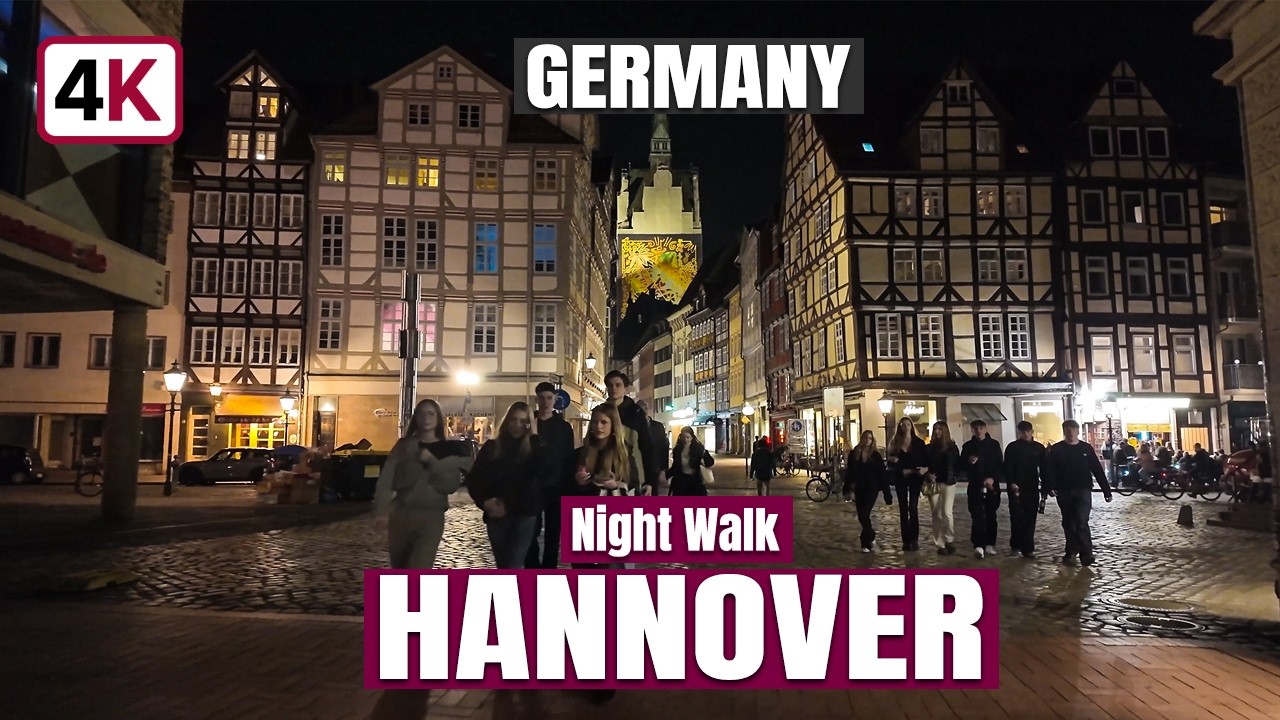 🇩🇪 Hannover Night City Walk &ndash; 4K