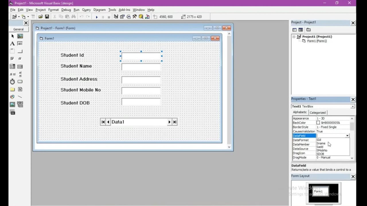DAO control in VB 6.0 | Visual data manager in VB 6.0 | Create Access database in VB 6.0