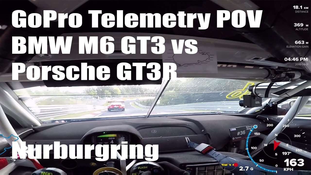 BMW M6 vs Porsche GT3R POV Nurburgring GoPro Hero5 Black Telemetry GPS data