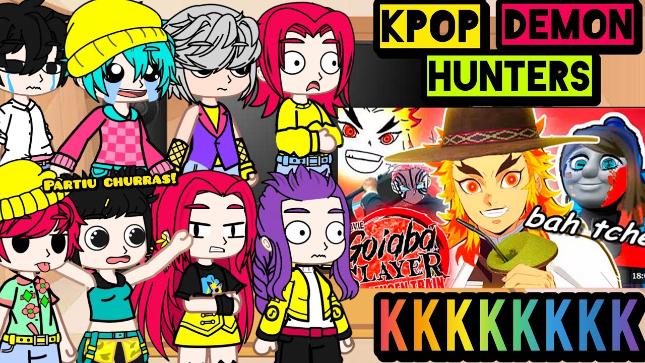 Kpop Demon Hunters react KIMETSU NO YAIBA E O CHURRAS NO TREM 😂❤️ Kkkkkk •TsukiUraya• Demon Slayer 