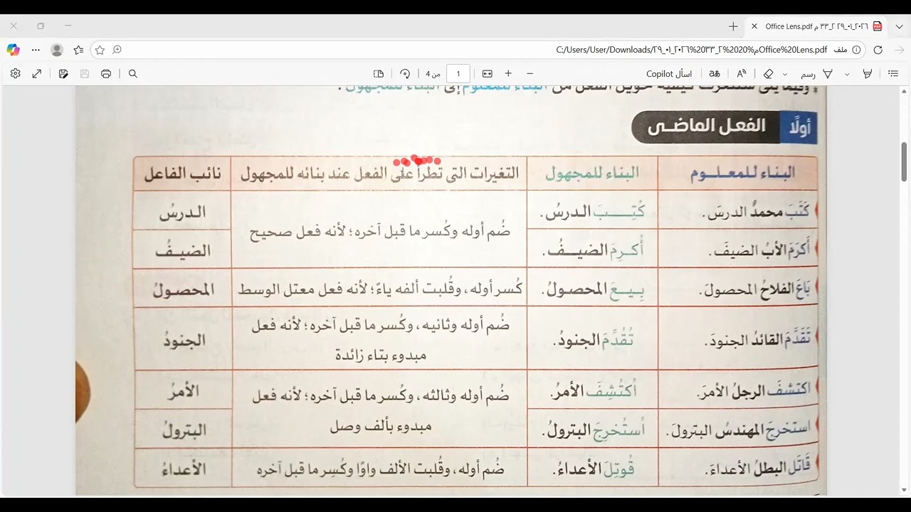 الفعل المبني للمعلوم والفعل المبني للمجهول الصف الأول الإعدادي 2026 الفصل الدراسي الثاني