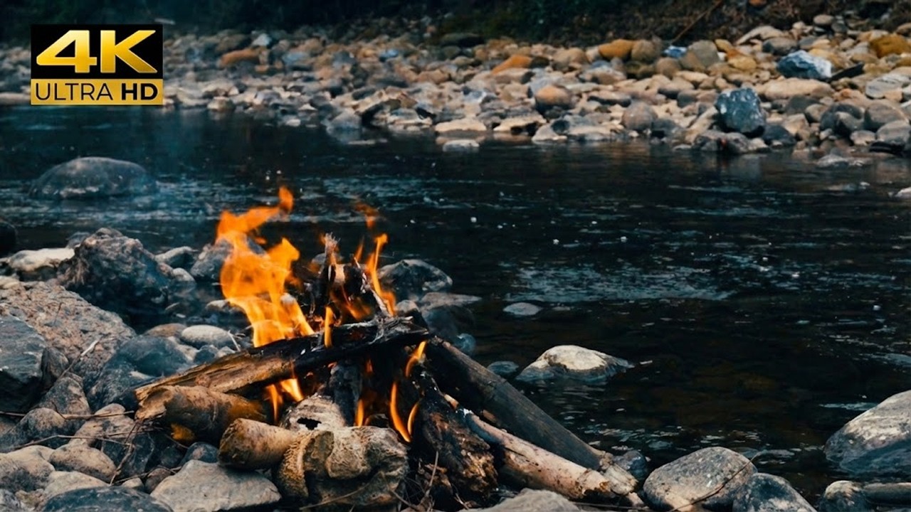You’re Sitting by a Campfire at Sunset 🍁🔥 Gentle Lake Sounds & Autumn Evening Ambience