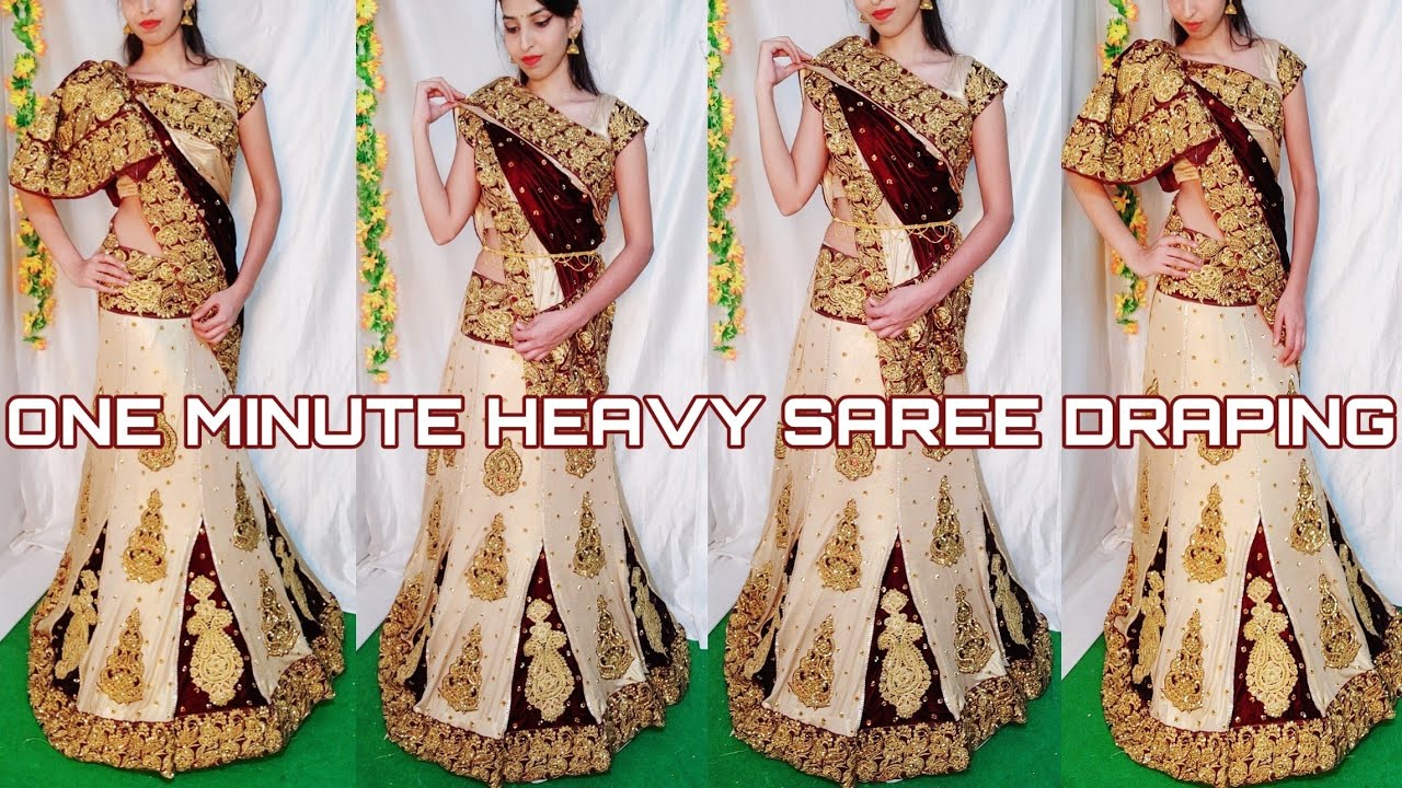 HOW TO DRAPE ONE MINUTE SAREE PERFECTLY|LEHENGA SAREE DRAPING TUTORIAL|HINDI