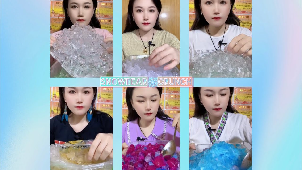 MELTED ICE CUBES | CRUSHES ICE | CLEAR ICE | ICE EATING ASMR | SATISFYING CRUNCHES❄️🧊🤍🌈