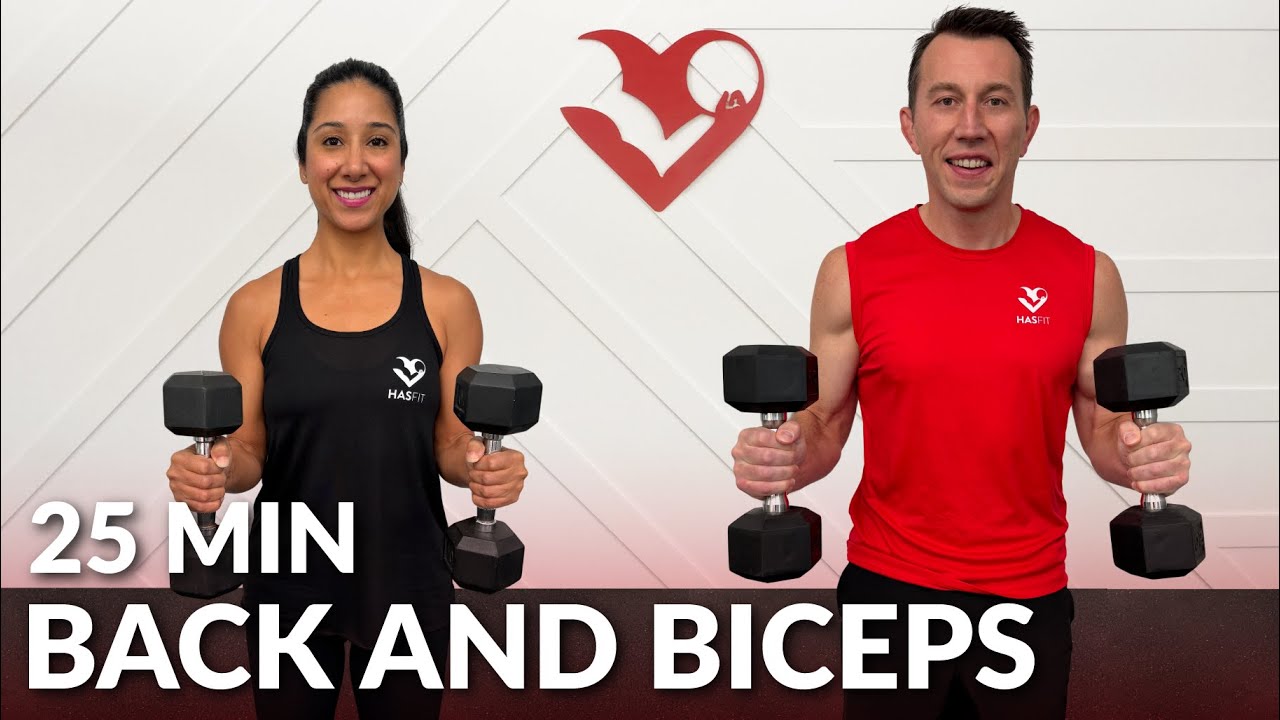 25 Min Dumbbell Back and Biceps Workout at Home - Home Back Workout for Women & Men