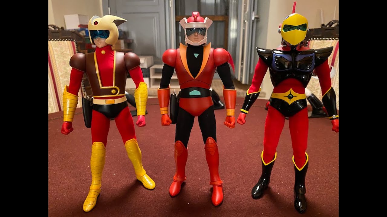 I piloti della trilogia di Go-Nagai: Alcor (Koji Kabuto) Actarus (Duke Fleed) e Tetsuya di King Arts
