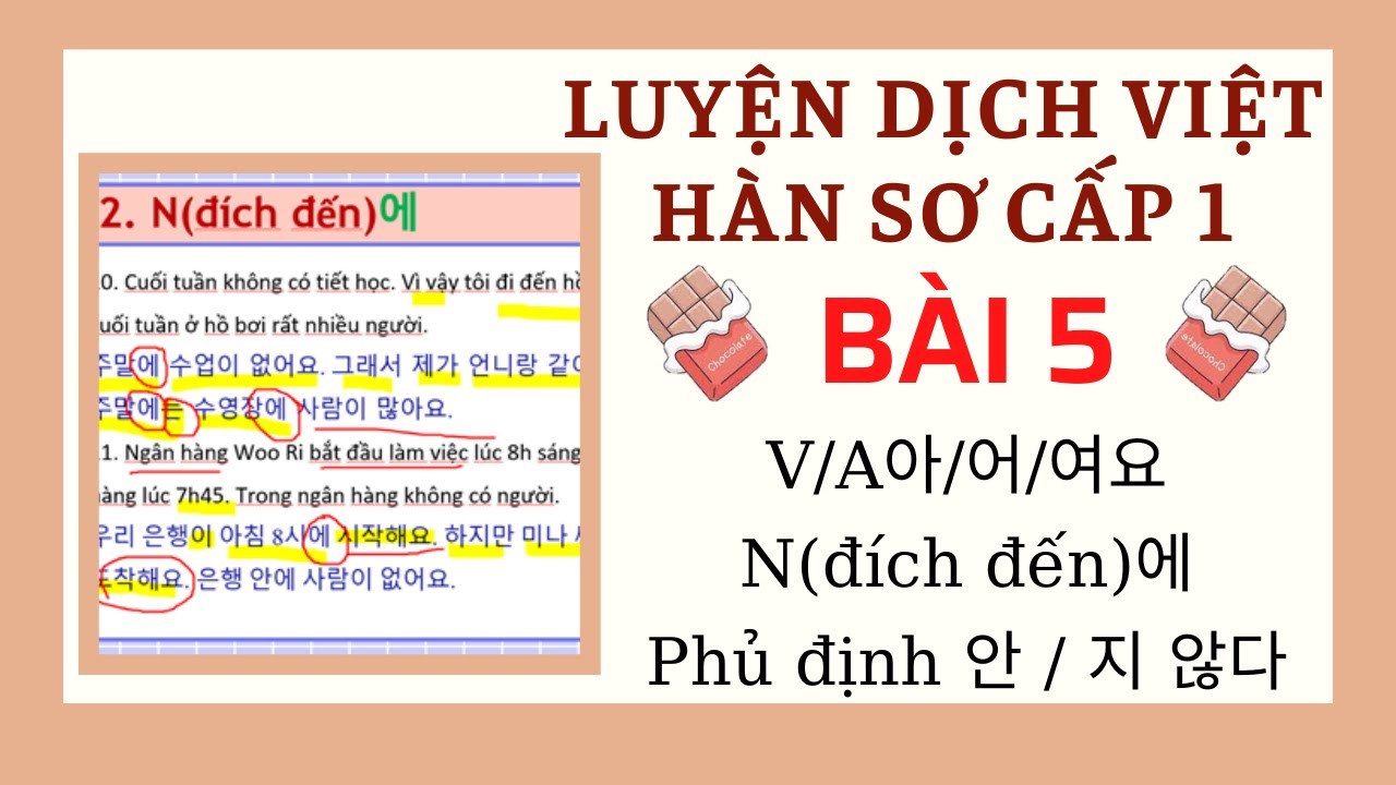 LUYỆN DỊCH VIỆT HÀN SƠ CẤP 1 [Bài 5] | Sách Tiếng Hàn Tổng Hợp Sơ Cấp 1