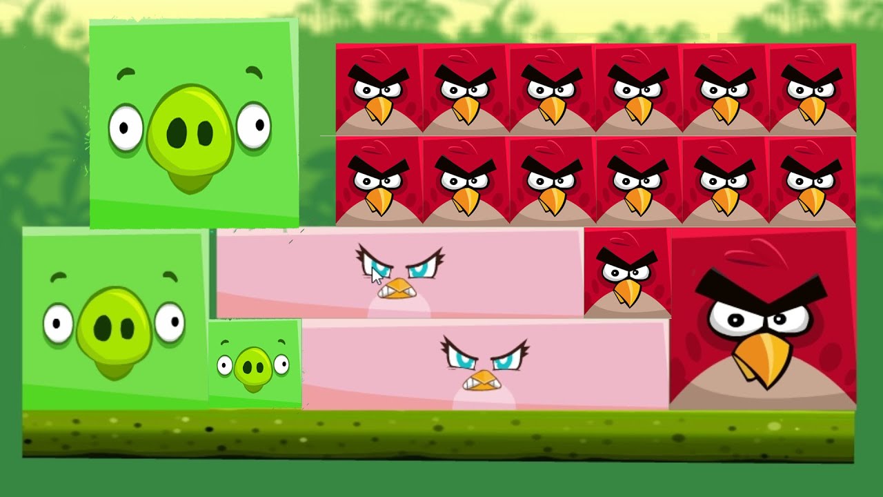 Angry Birds Kick Piggies - SMALL SQUARE BIRDS KICK OUT GIANT SQUARE PIGGIES!
