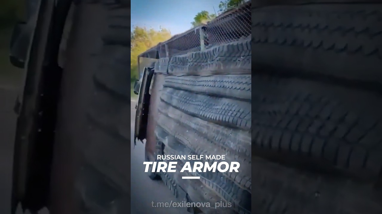 Russia&rsquo;s &ldquo;Anti-Drone&rdquo; Tanks Wrapped in Tires #DefenseNews #Ukraine