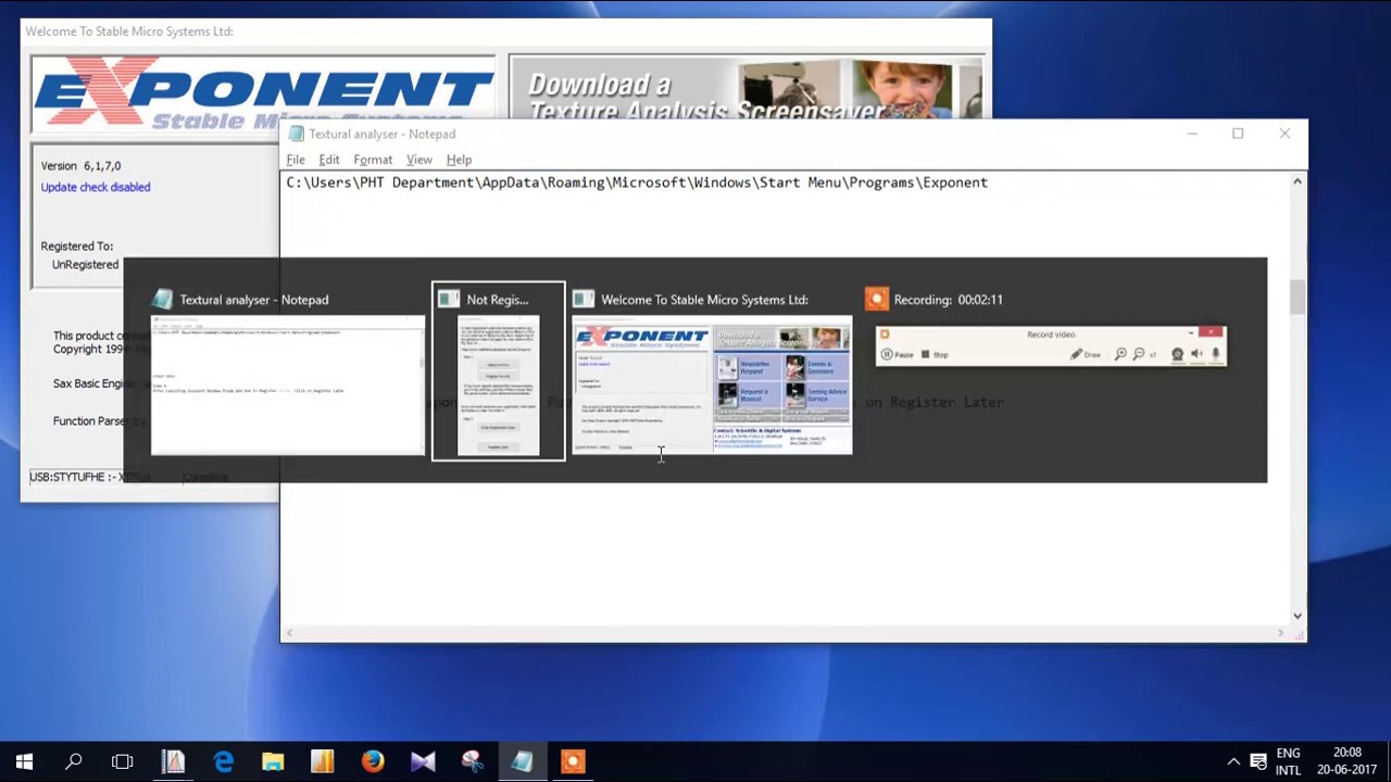 Exponent HD plus TEXTURE Analyser user Demo Video