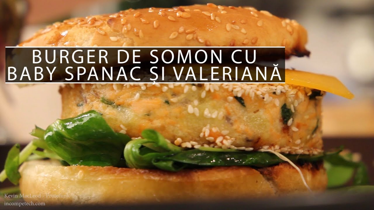 Burger cu somon, baby spanac și valeriana - Cavaleria.ro
