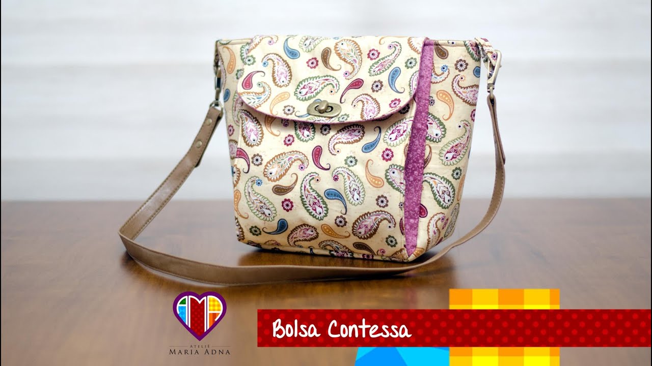Aula em vídeo da bolsa de tecido Contessa. DIY. Fabric bag tutorial. Make a fabric bag. Fabric bags