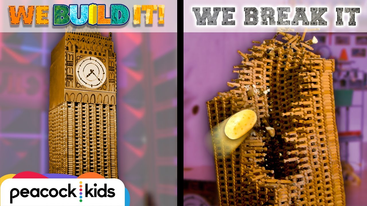 Lincoln Log Big Ben vs. Potato Launcher | WE BUILD IT WE BREAK IT | Learn #withme