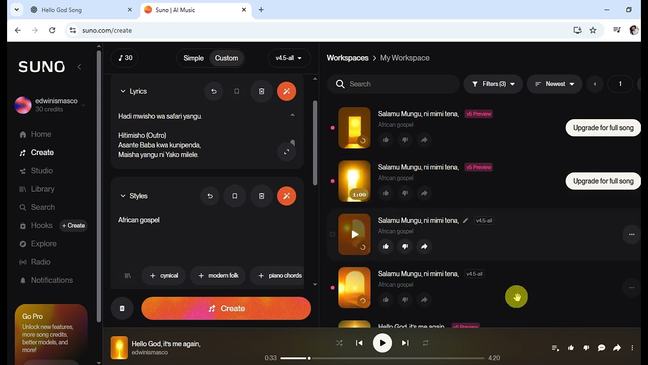 SUNO AI CAN MAKE A VERY FLUET SWAHILI SONG LISNTEN HOW IT WORK
