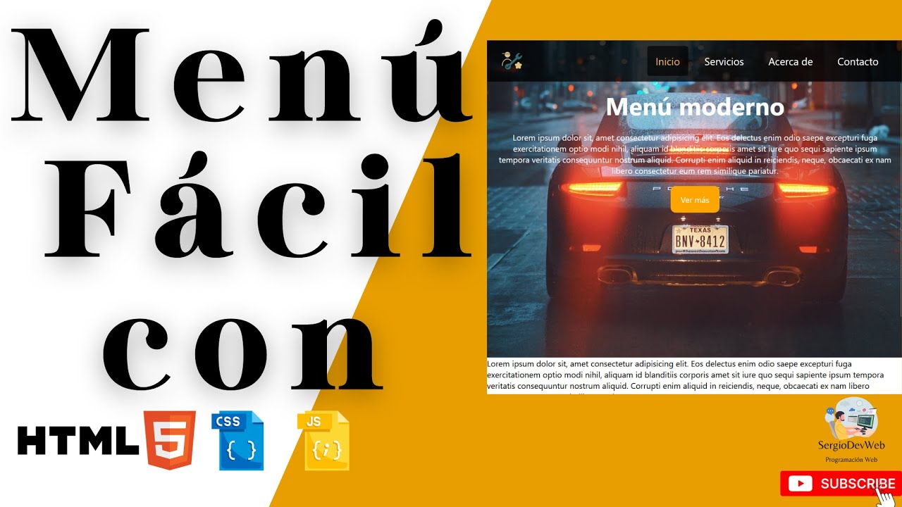 ✅  Menú nav básico fácil y moderno con HTML, CSS3 y JavaScript encabezado responsivo