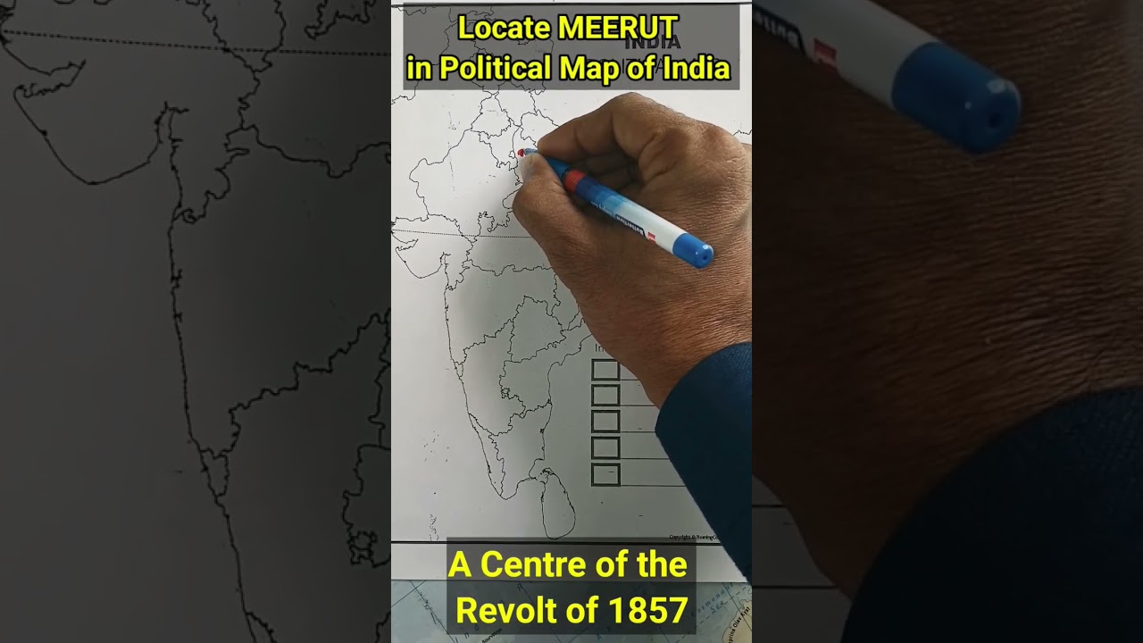 Locate MEERUT in Political Map of India&nbsp;A Centre of the Revolt of 1857 #mapwork #socialscience