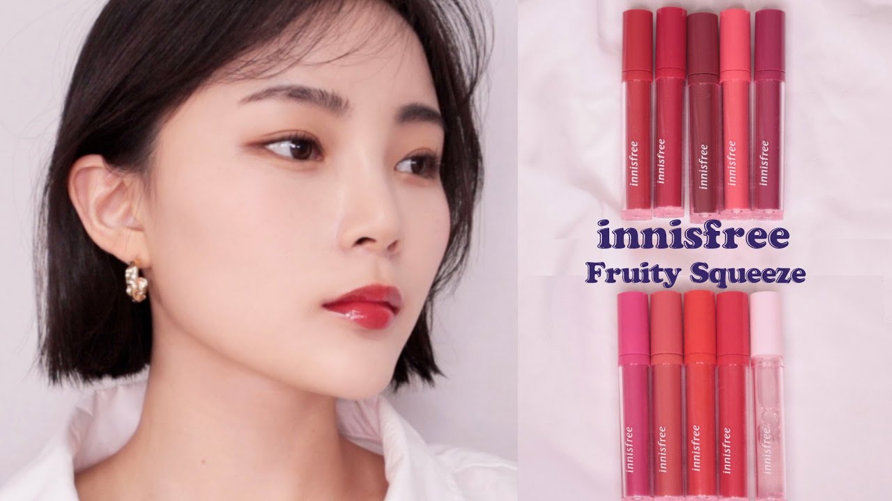 eng) INNISFREE Fruity Squeeze Tint 신상 물먹틴트 이니스프리 프루티 스퀴즈 틴트 전색상 발색 🎨COLORVIEW🎨| 혜봉HYEBONG