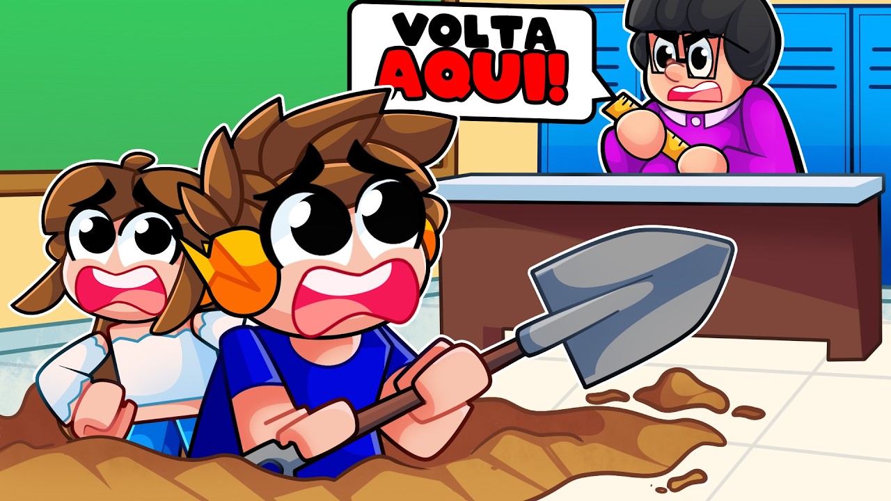 CAVEI UM BURACO PARA FUGIR DA ESCOLA do ROBLOX!