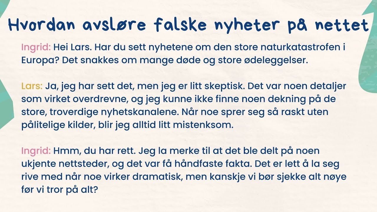 Forberedelse til Norskprøve: Medier – Hvordan Avsløre Falske Nyheter på Nettet – B1/B2 🔍 Lytteøvelse