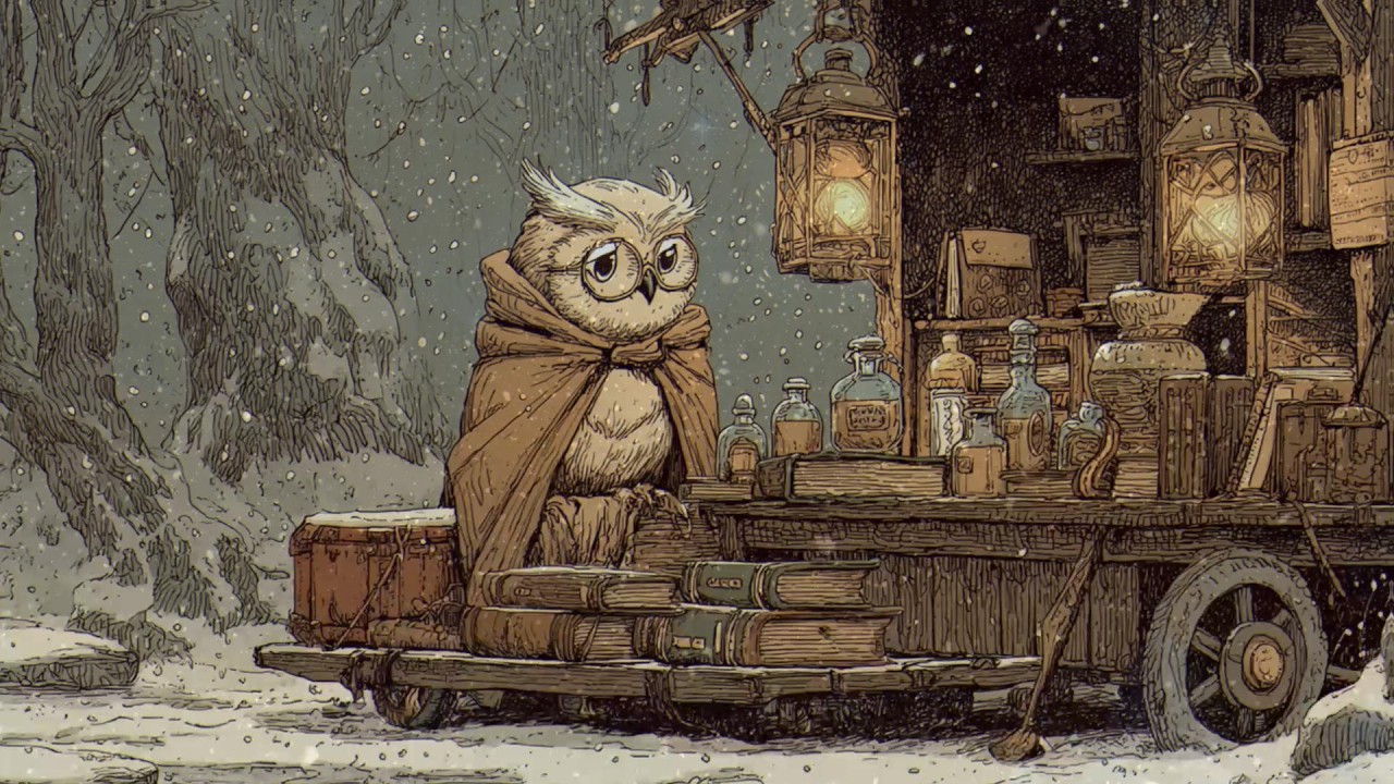 [Celtic Music] Calm Night Ambience for Quiet Sleep—The Owl Guardian by the Lantern in a Snowy Forest