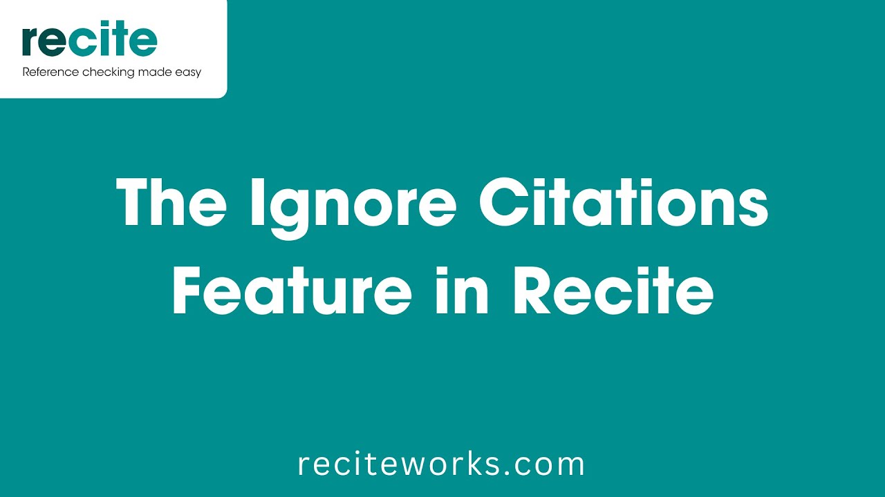 The 'Ignore Citations' Button in Recite [Paid plan only]