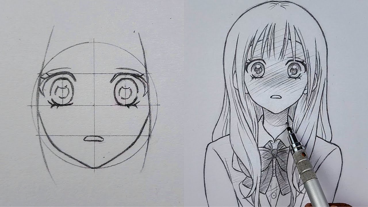 A very satisfying way to draw anime girl with shocked expression 😳
