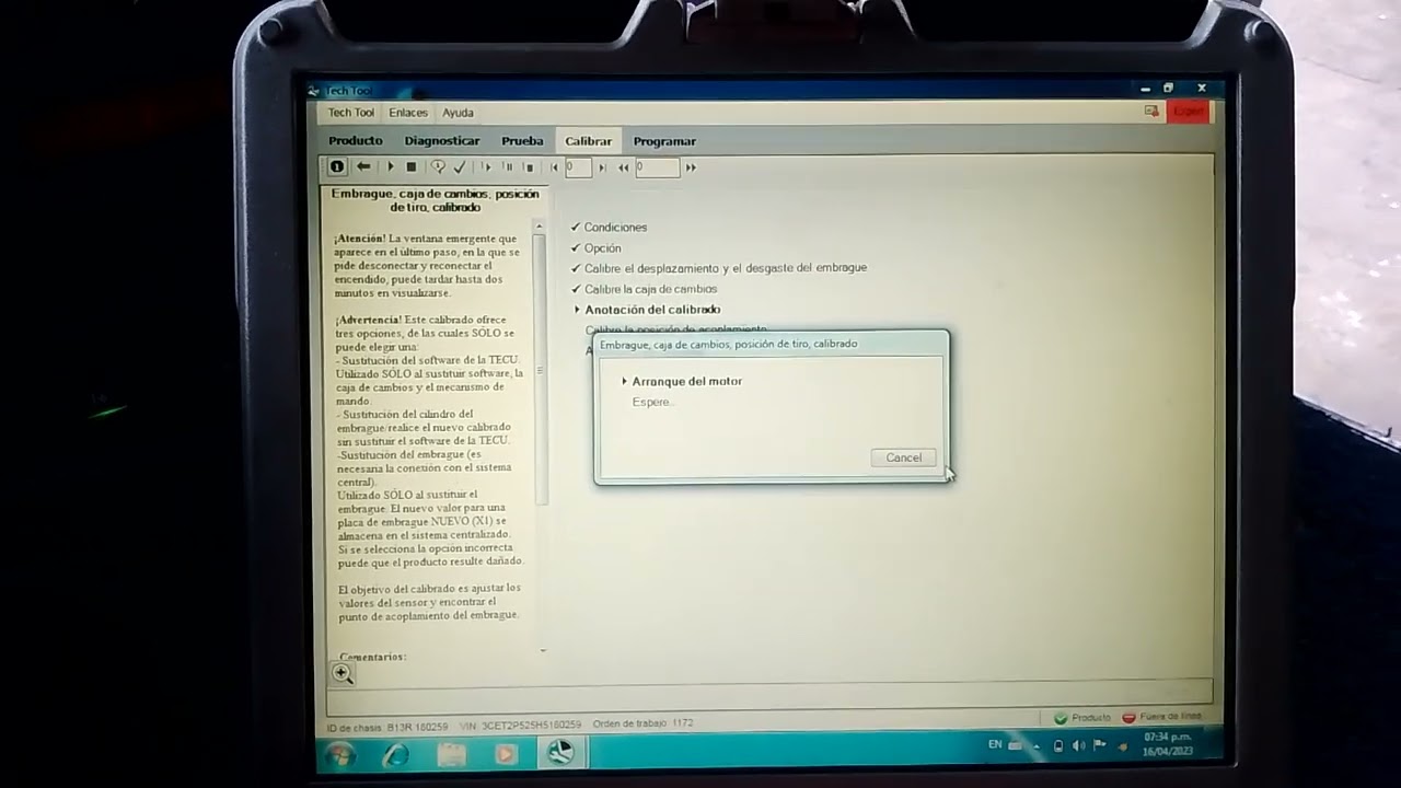 calibración de transmisión Volvo 9800 (con tech tool)