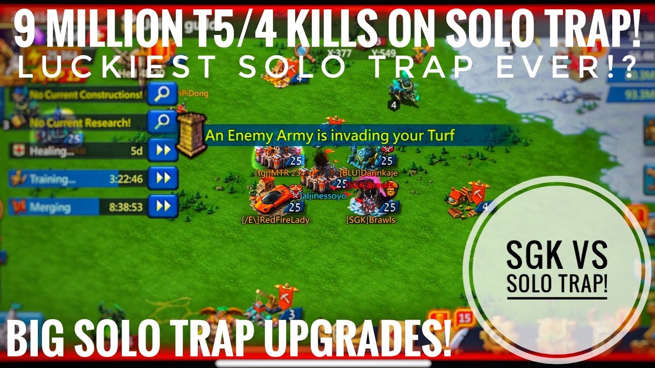 9 MILLION T5/4 VS SOLO TRAP! - SGK VS SOLO TRAP - BIG LOSSES ON SOLO TRAP!? Lords Mobile Solo Trap