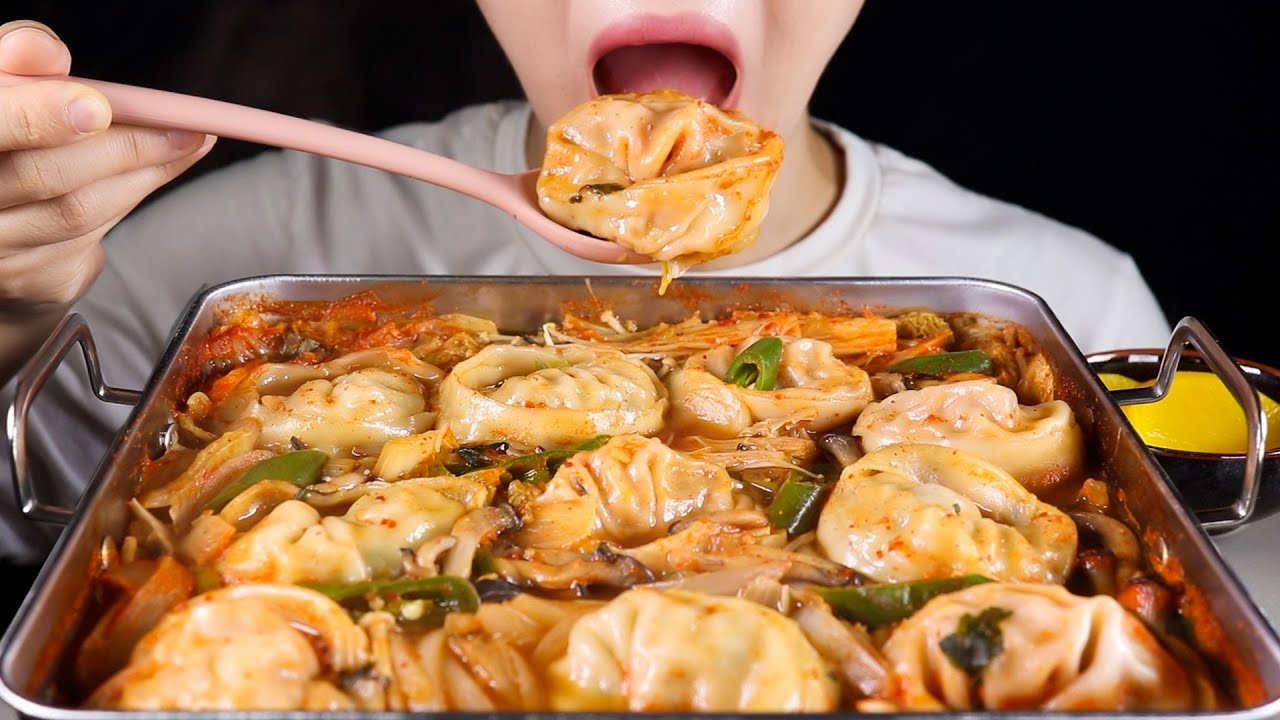 ASMR Mandu Jeongol | Korean Dumpling Hot Pot | No Talking Eating Sounds Mukbang