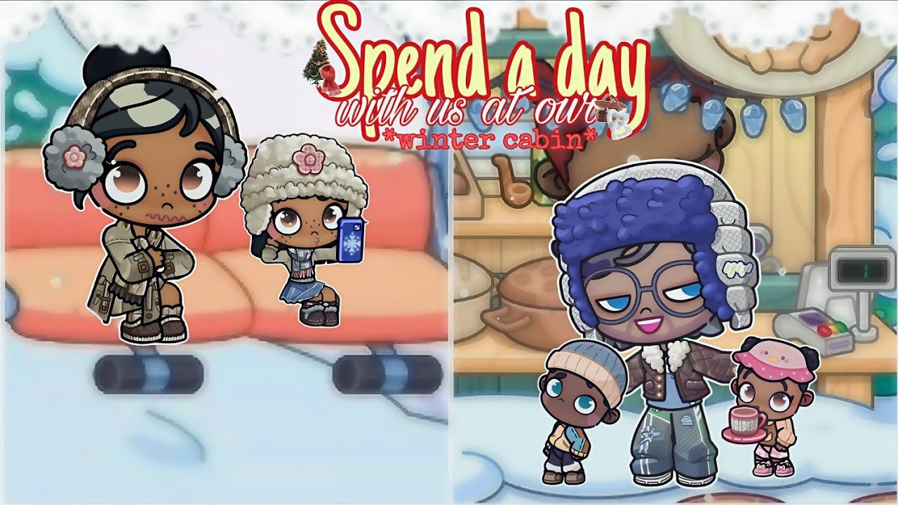 A day in our life at our winter cabin ❄️🏠⛷️//chaotic//*avatar world roleplay 🌍🌴*