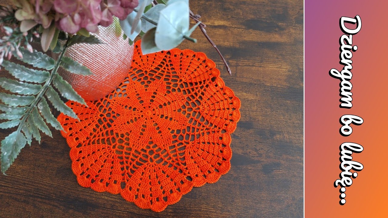 Pomarańczowa serwetka na szydełku. Orange crochet doily.