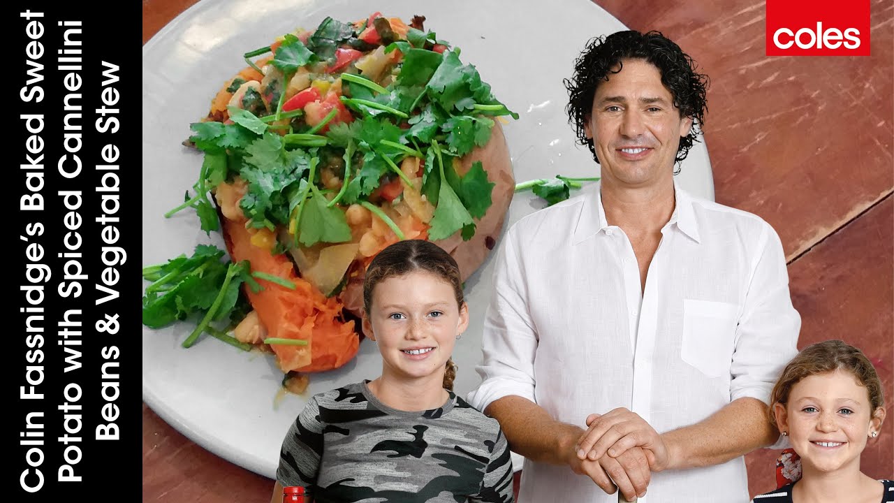 Colin Fassnidge's Baked Sweet Potato with Spiced Cannellini Beans and Veg Stew