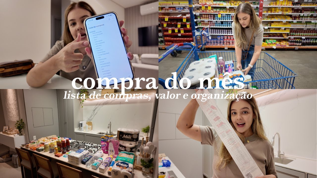 Minha lista de compra do mês completa, valor de janeiro e organizando tudo