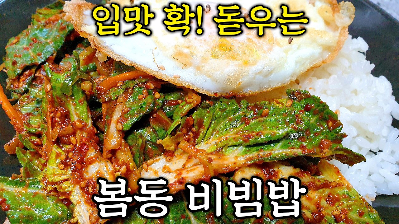 속 편한 [봄동 비빔밥] 새콤달콤 입맛 돋우는 양념장까지~ | 봄동 씻는 법, 봄동 된장무침, 봄동 비빔밥 레시피