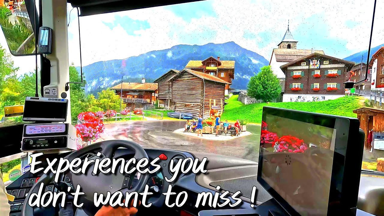 Switzerland Bus Trip, From Chur to Charming Village Tschiertschen (4K )