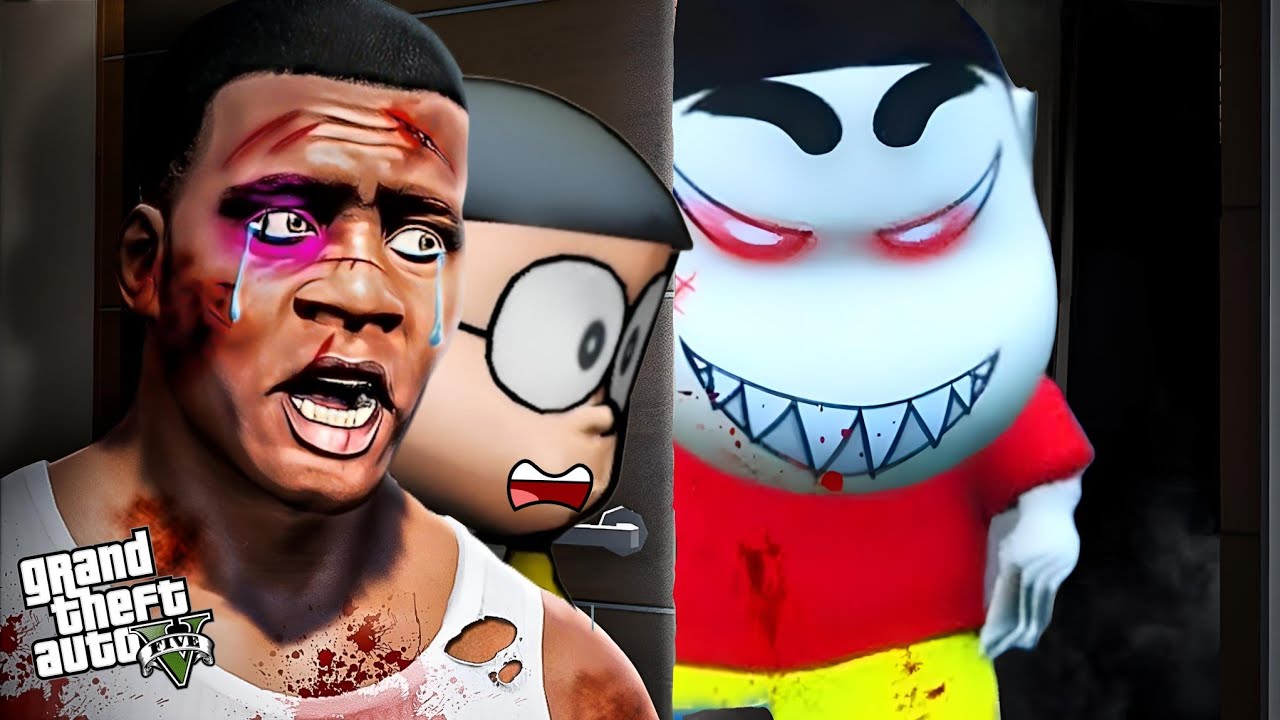 Evil Shinchan Almost kiled Franklin & Nobita In GTA5 ( Part 2 )