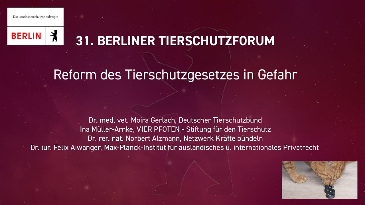 31. Tierschutzforum: Reform des Tierschutzgesetzes in Gefahr
