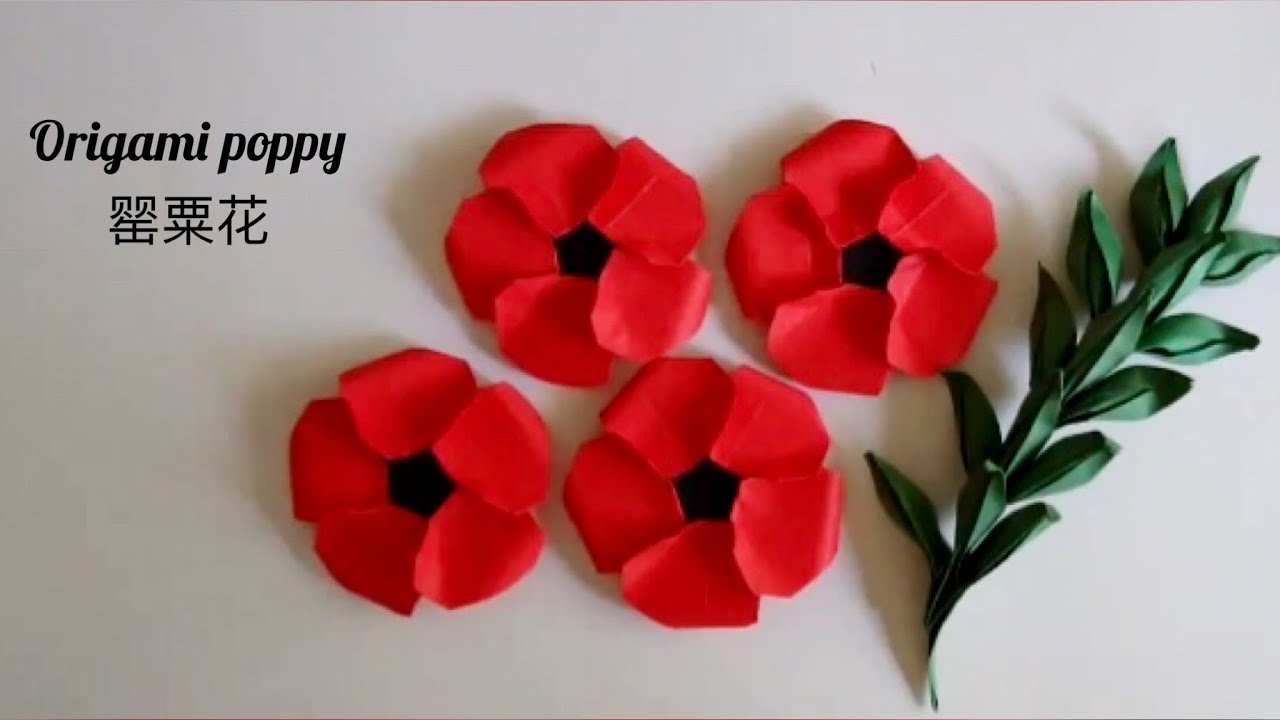 Origami Poppy Flower/ Paper 5-Petal Flower 折纸罂粟花(V2)