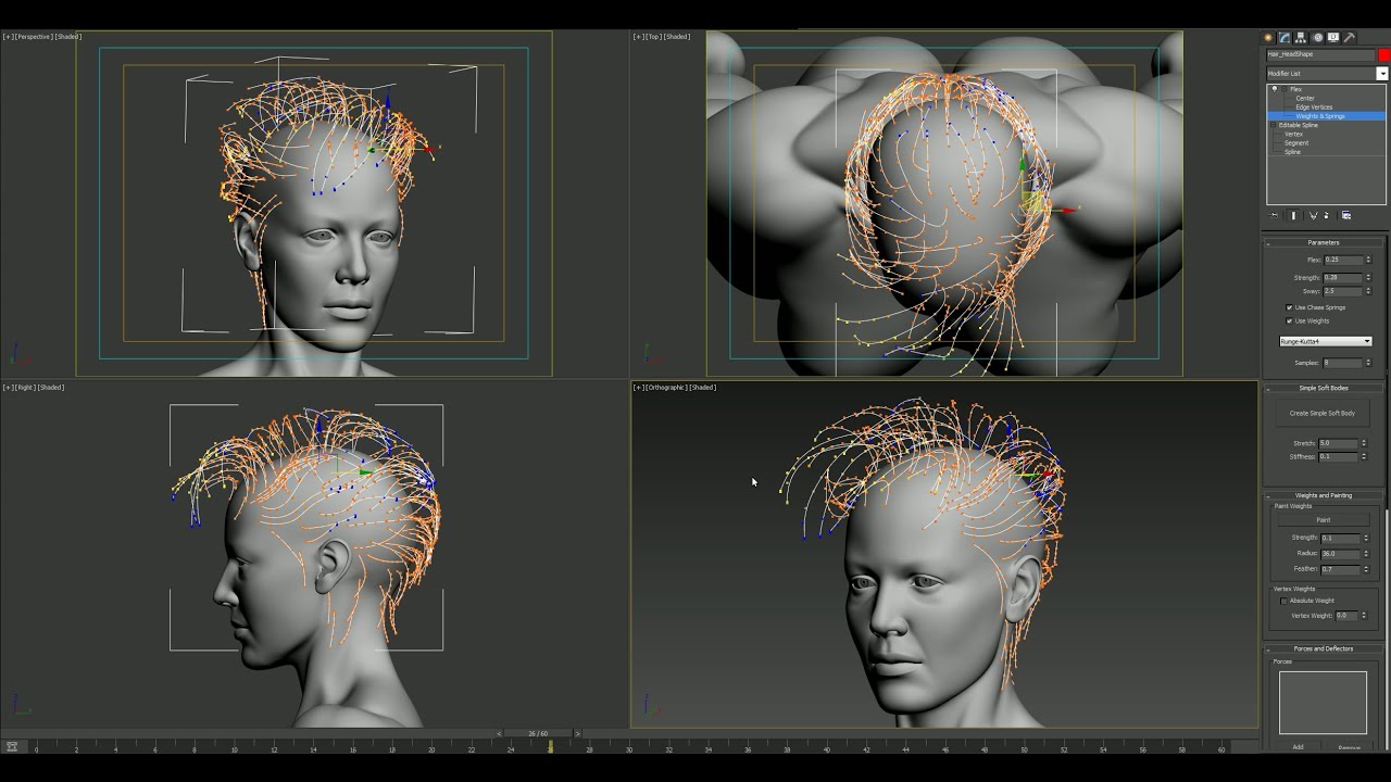 Hair dynamics with Flex modifier