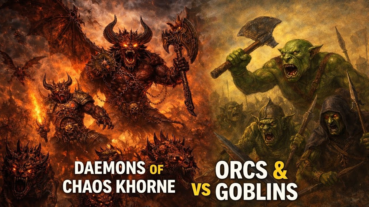 Mini Battle Report Warhammer The Old World Daemons of Chaos Vs Orcs and Goblins 2000 points 