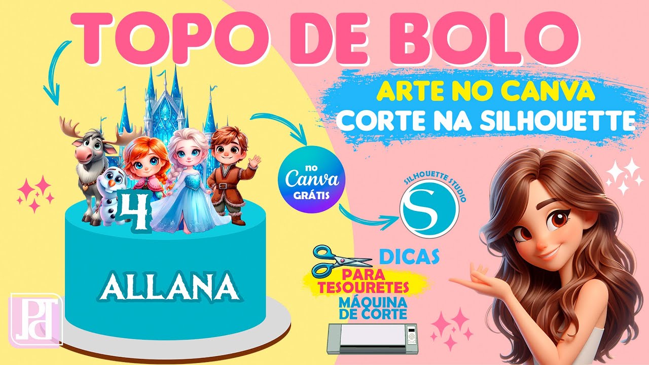 Topo de Bolo no Canva Para o Studio e com Dicas Para Tesouretes também