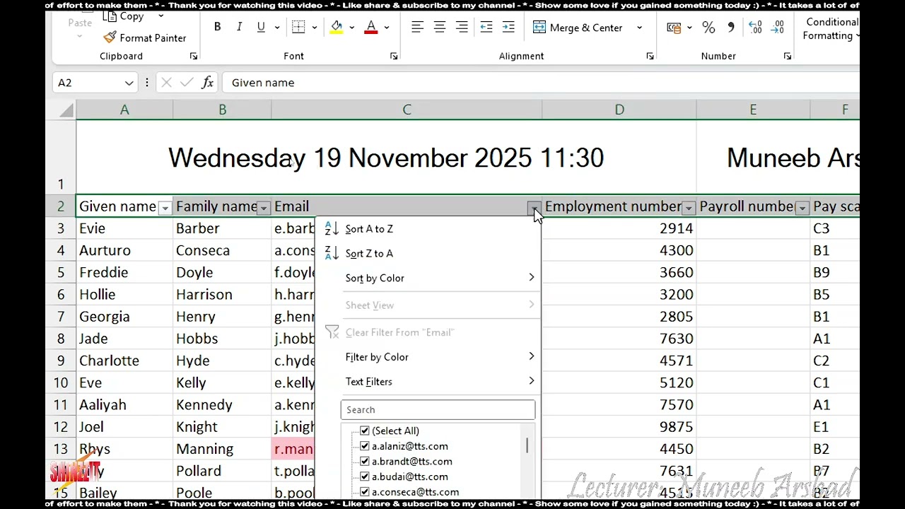 14C A1 IT | Решение для Excel EX 20 | Лекция | 19.11.2025