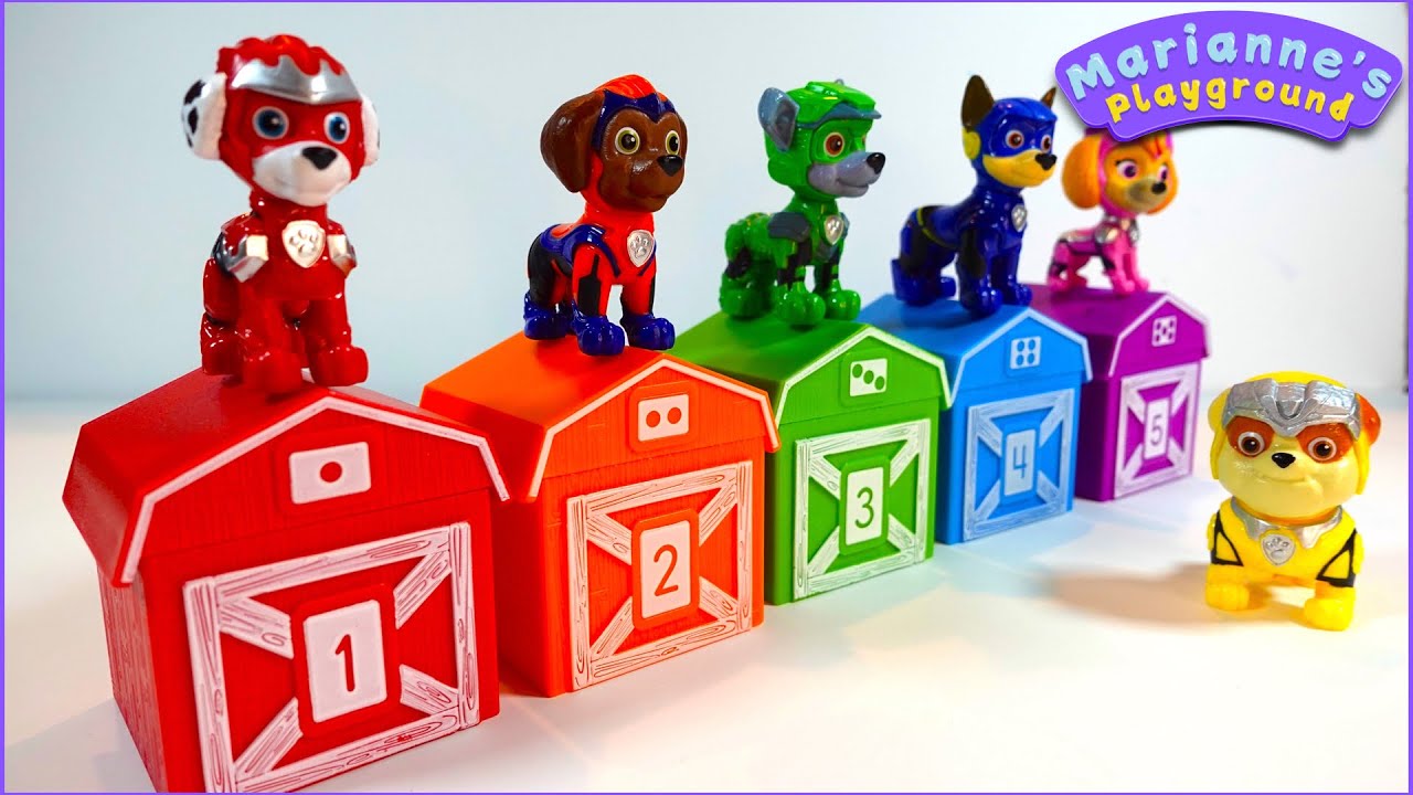 Paw Patrol Toy Learning Video for Kids - Play Hide and Seek with Color Barns and Piano!