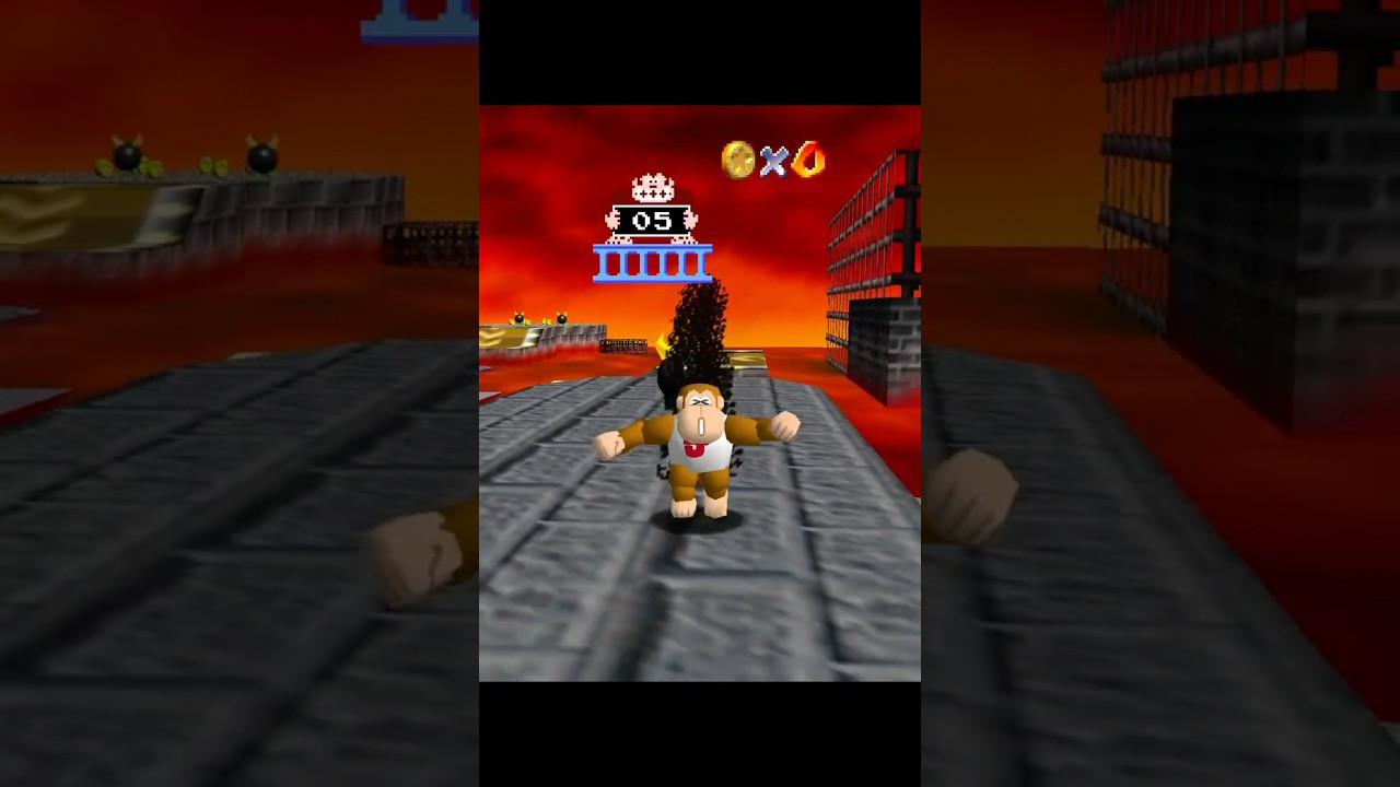Donkey Kong Jr. Burns his Butt #shorts  #lava #mario #nintendo #supermario #sm64 #donkeykong #funny