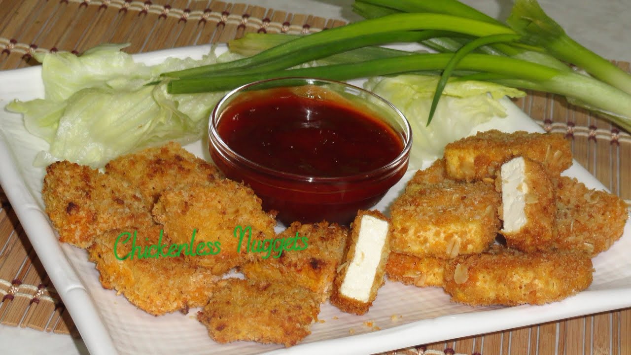 Crispy Chickenless (Tofu) Nuggets Video Recipe by Bhavna - Baked & Fried