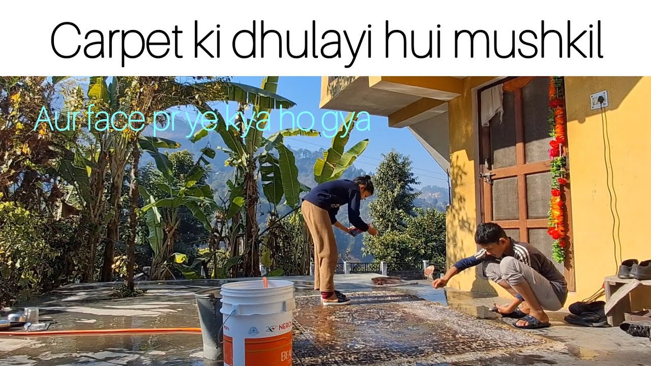 Kitna mushkil h ek carpet dhona😂😂face pr hui allergy 