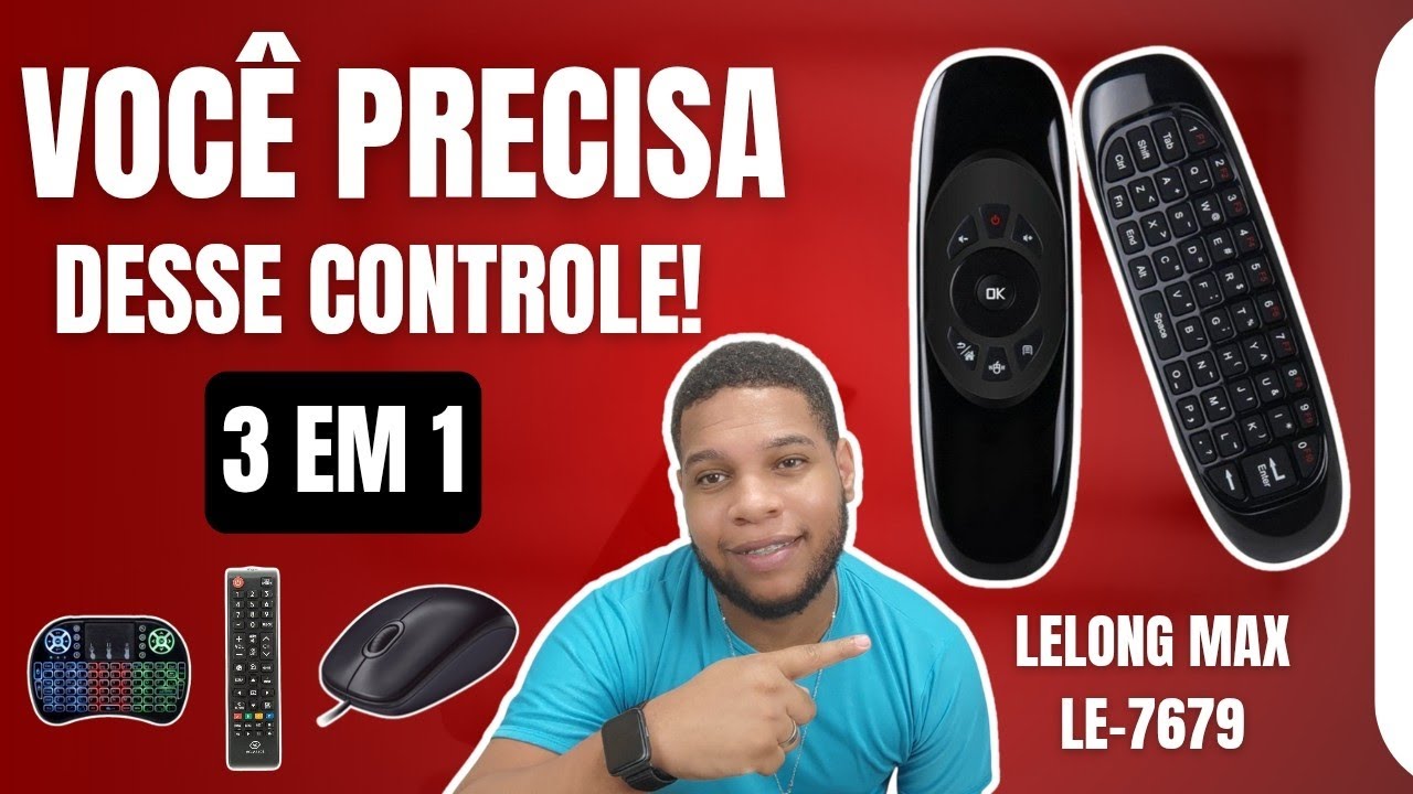 Você precisa desse Mini Controle Teclado Air Mouse recarregável ( LELONG MAX LE-7679 )