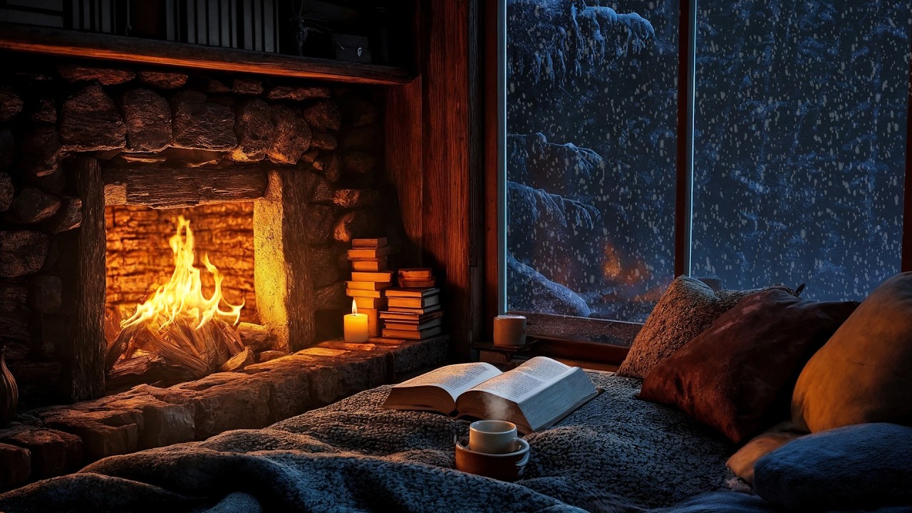 Fall Asleep Fast (NO ADS) ❄️ Cozy Snowy Cabin Fireplace | Warm Fire Sounds for Instant Deep Sleep 🔥