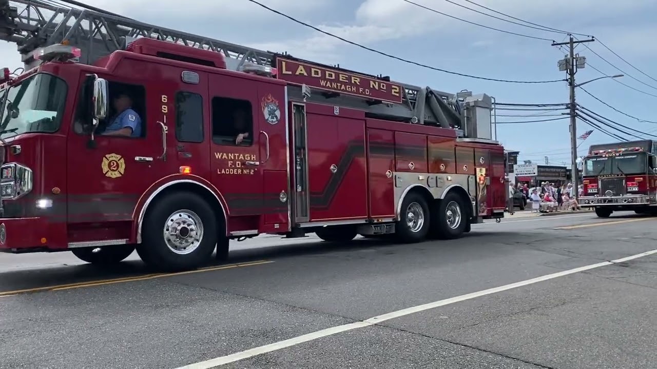 Wantagh, New York Annual July 4th Parade 2023 fire trucks, bagpipes, cars, and marchers #parade