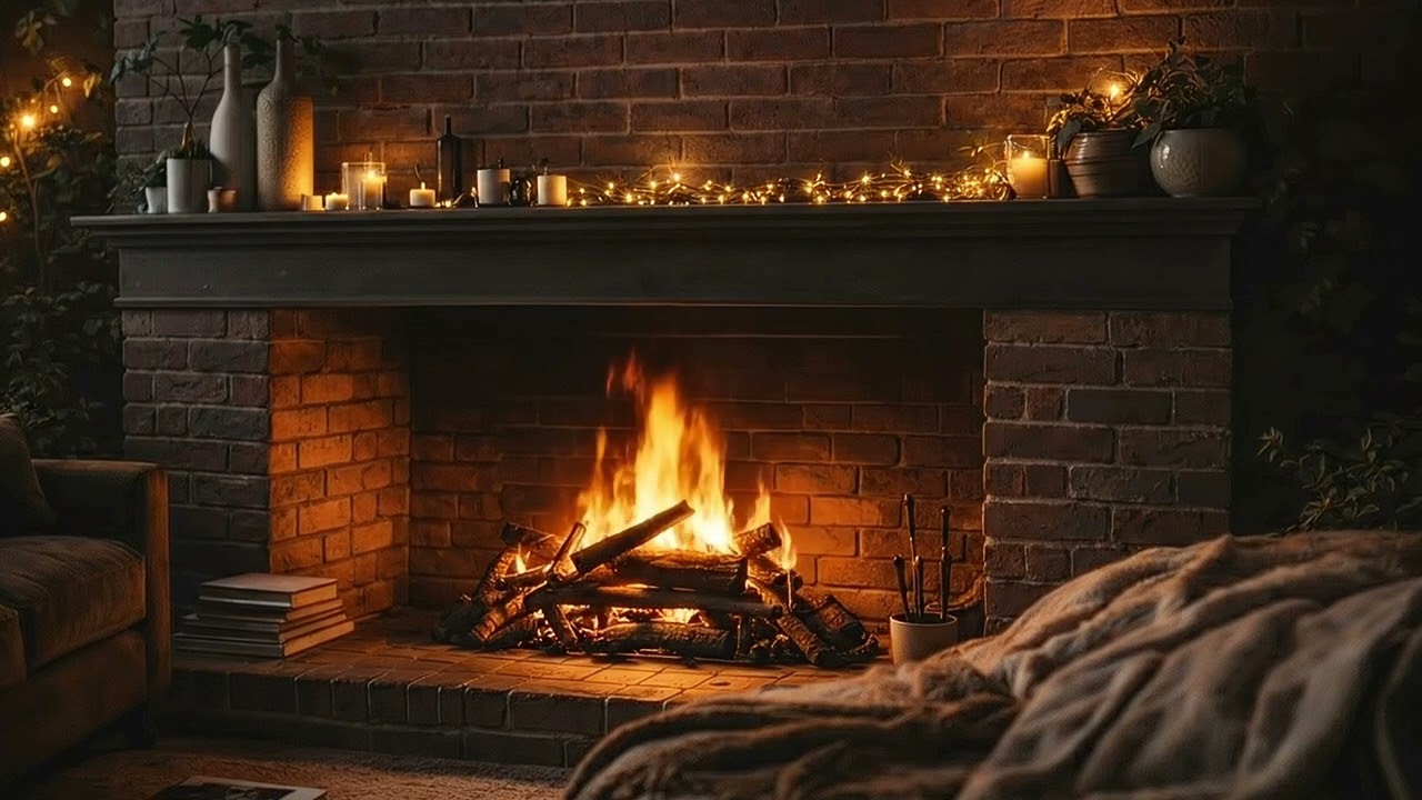 Ultra HD 4K Fireplace With Crackling Sounds. Burning Fireplace. Cozy Ambience 2 hours